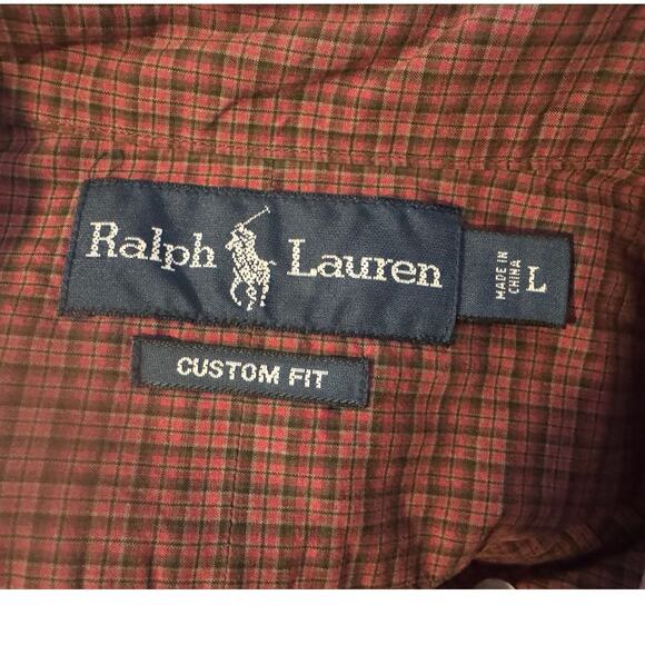 Ralph Lauren Custom Fit Men's Large Plaid Button Down Shirt Button Collar Cotton - Picture 3 of 7